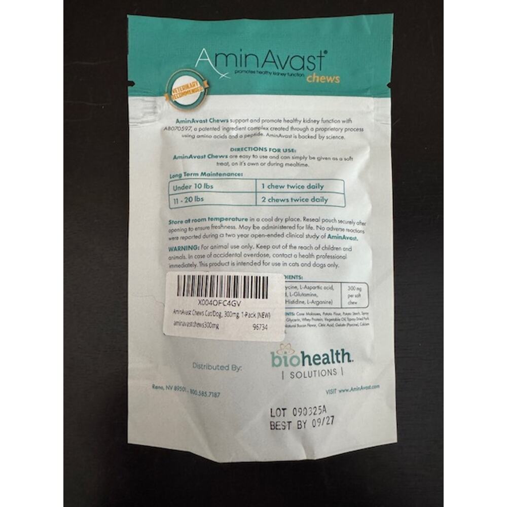 AminAvast Kidney Support for Small Cats & Dogs- Healthy Kidney Support Chews - Picture 2 of 2